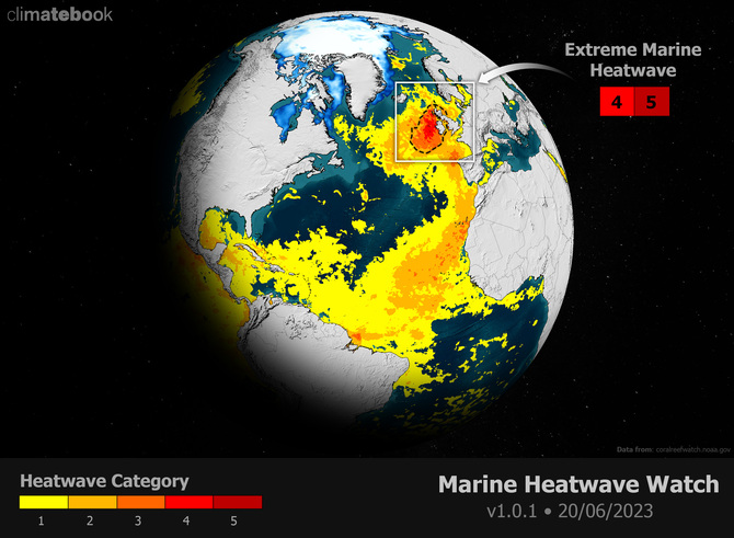 Canicule marine extrême dans l'océan Atlantique Nord 