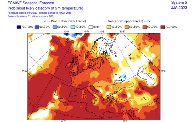 Anomalie thermique probable cet été 2023