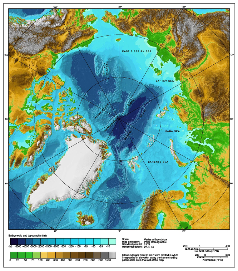 Carte bathymétrique de l'Arctique