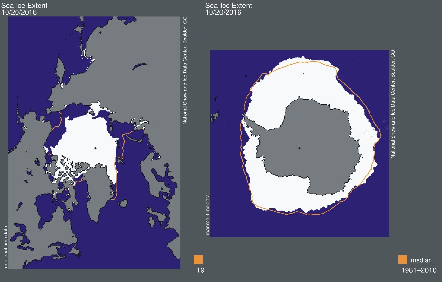 Avancement des glaces en Arctique et en Antarctique