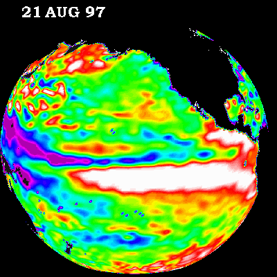 El Nino - Anomalie de température le 21 août 1997