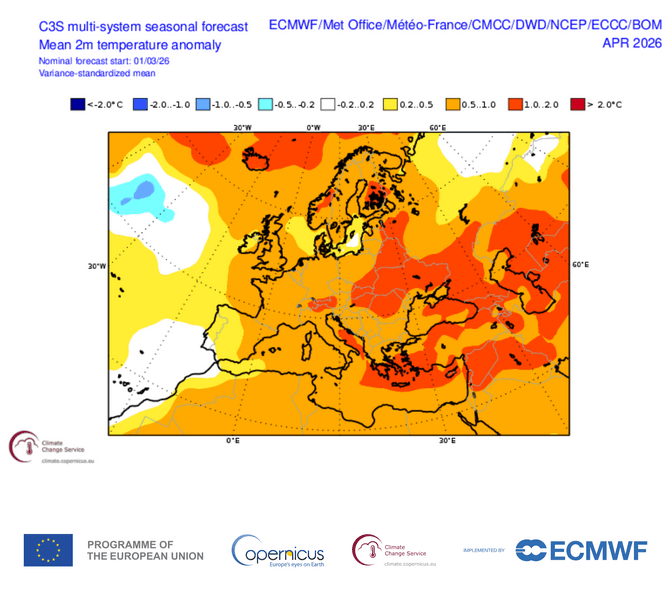 Anomalie thermique probable en avril 2026 | Modèles C3S