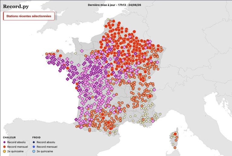Records mesurés en fin de journée du 24 juin 2026. - recordpy.fr