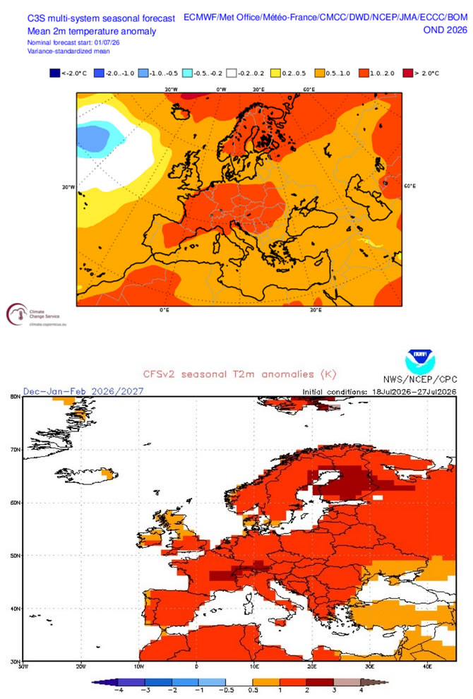 Tendance pour la fin de l'année et pour l'hiver à venir selon les modèles européens et américains