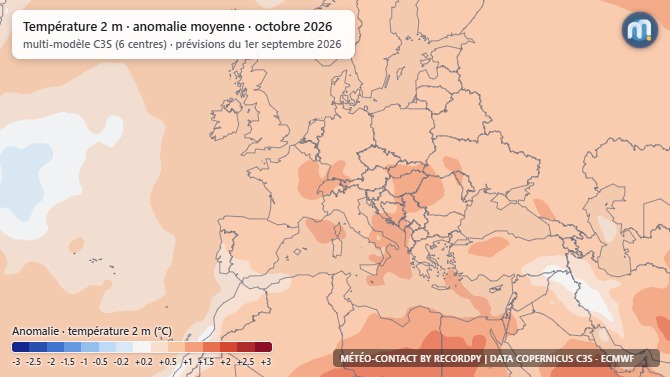 Anomalie thermique probable en octobre 2026 | Modèles C3S