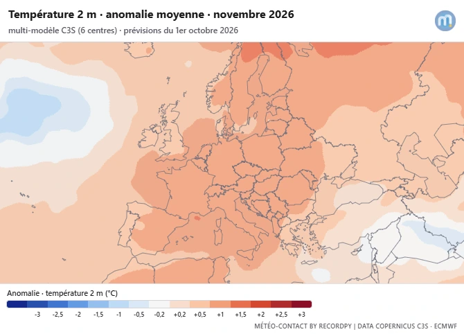 Anomalie thermique probable en novembre 2026 | Modèles C3S
